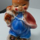 Vintage Little Asian Boy Traditional Clothing Holding Dog Figurine – 5″ Tall  168