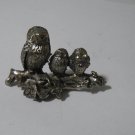 Miniature Three Pewter Owls Sitting on a Branch Figurine   183