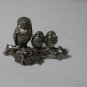 Miniature Three Pewter Owls Sitting on a Branch Figurine   183