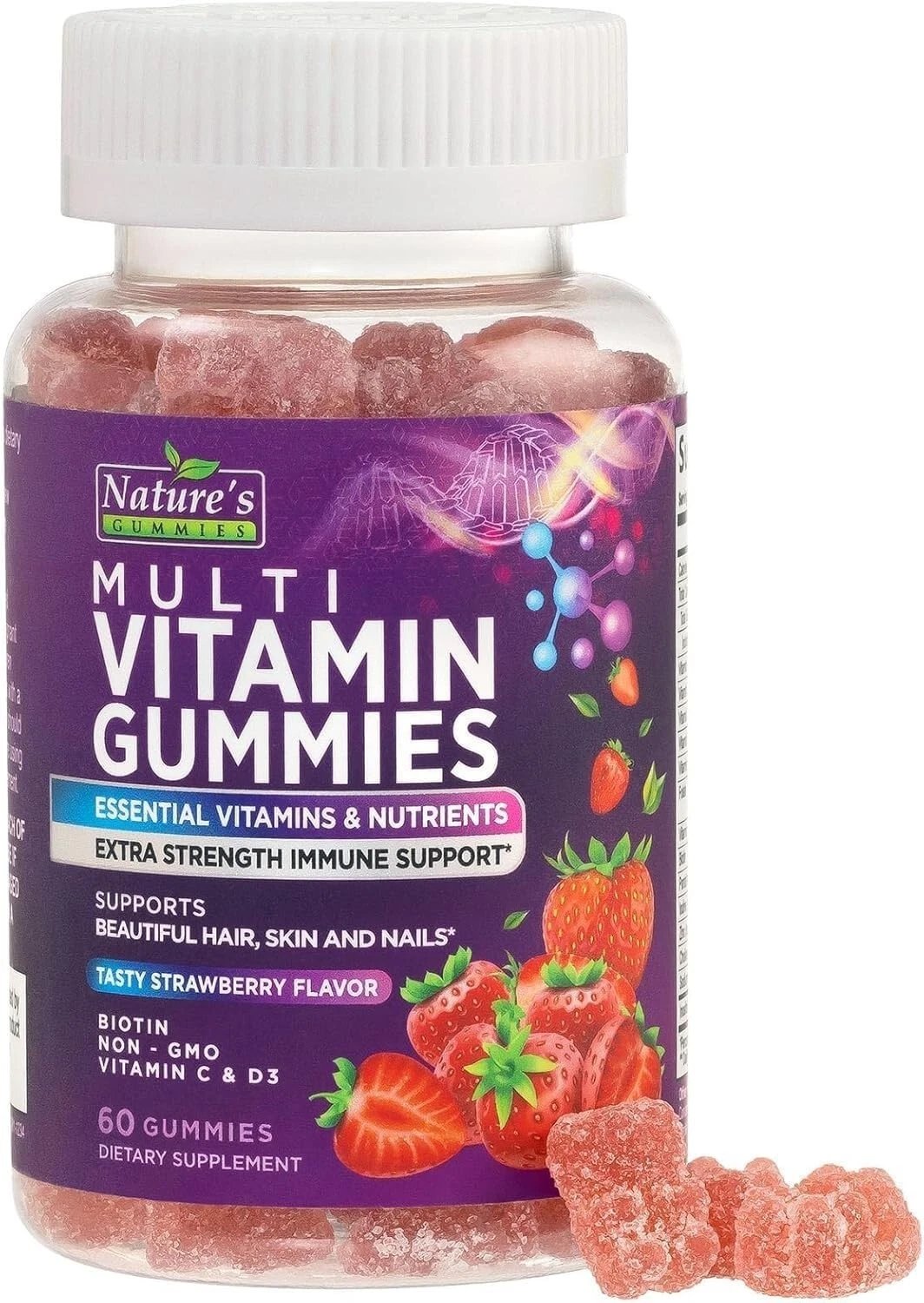 Premium Multivitamin Gummies - 60 Raspberry-Flavored Gummies