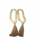 2 Lot Strung Wooden Beads With Tassels Arts And Crafts.USA ARTS AND CRAFTS