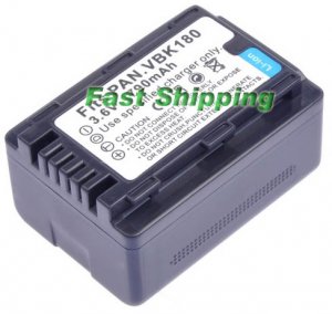 Panasonic VW-VBK180-GK rechargeable camcorder battery, new battery 1-year warranty