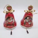 Ornaments Coca Cola Set # One (2) Bells Bradford Exchange Heirloom Santa