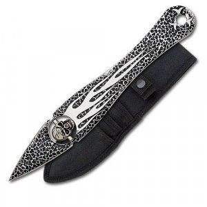 Flaming Skull Precision Throwing Knife with Sheath