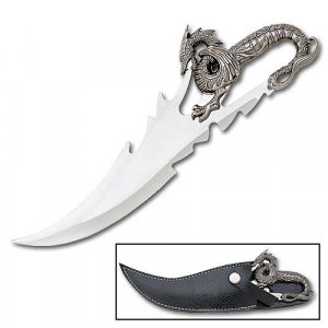 Fantasy Silver Dragon Bowie with Sheath