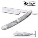Kriegar Folding Straight Razor - Pearl with Fantasy Scroll
