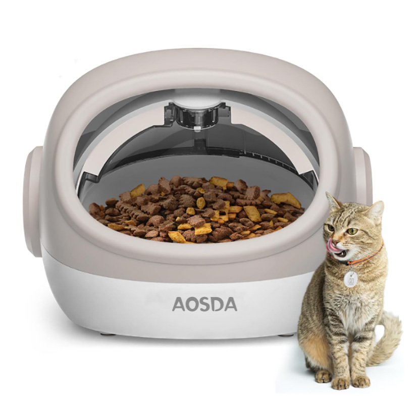 AOSDA Cat Feeder with Collar Sensor, Timed Auto Pet Feeder for Multi-Cat Households, 4 Feeding Modes