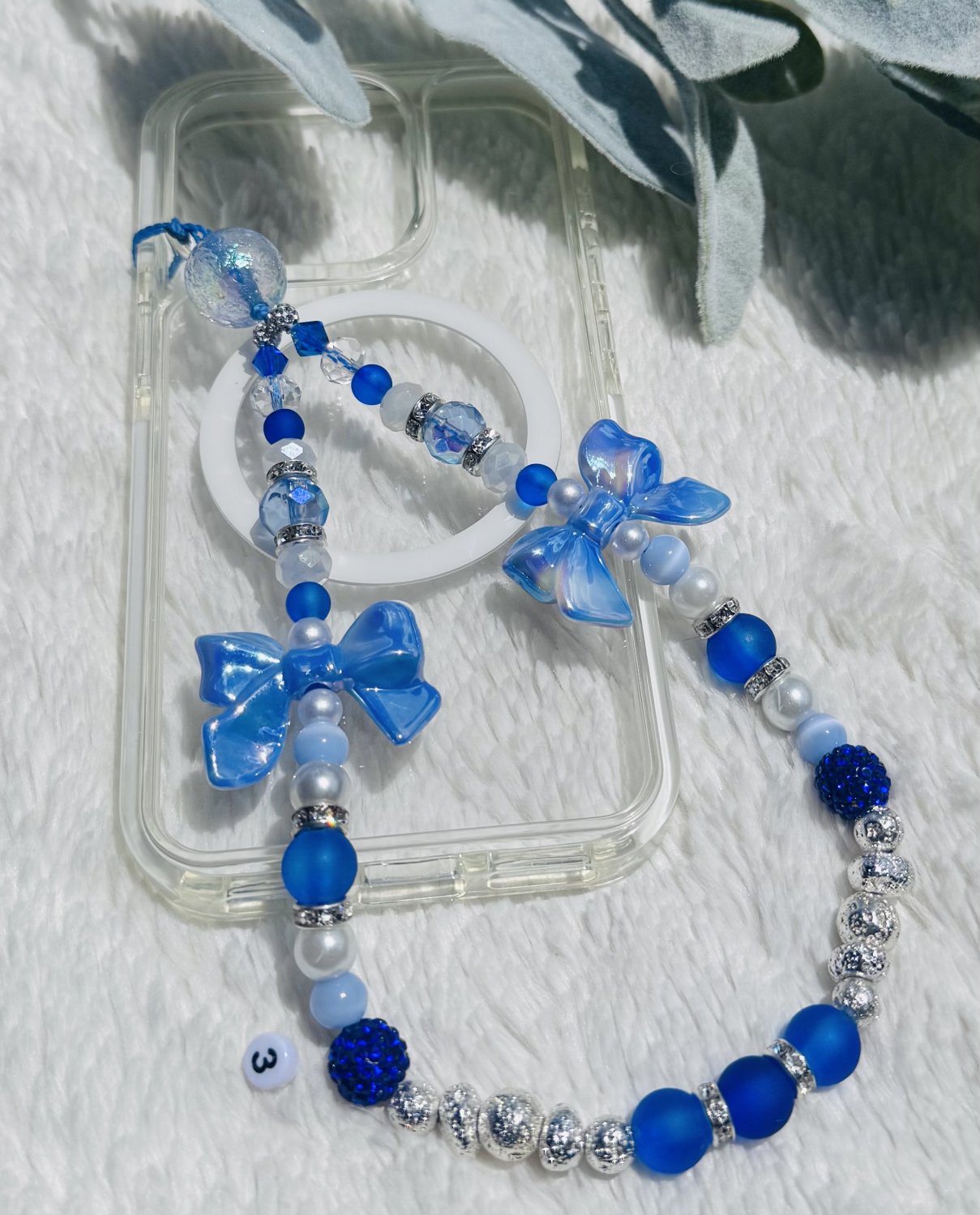 Bow beaded phone charm