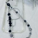 Black and white beaded phone charm