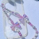 Pink beaded Bow phone charm