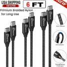 3-Pack Braided TYPE-C to Type-C Fast Charging Data SYNC Charger Cable 3/6/10FT