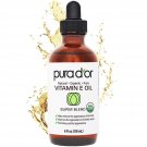 PURA D'OR 4 Oz ORGANIC Vitamin E Oil Blend - 100% Natural Hexane Free,
