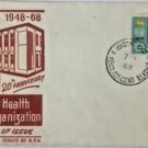 1968 Ceylon WHO 20th Anniversary First Day Cover – 50c Stamp, Certified.