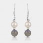 Natural Pearl & Labradorite stone dangle earring, Pure 925 Silver earring