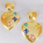 Colorful Cz stone Heart Earring, Brass handmade earring for women