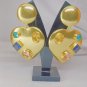 Colorful Cz stone Heart Earring, Brass handmade earring for women
