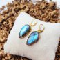 Natural Labradorite gemstone dangle earring, Pure 925 Silver with 22k gold