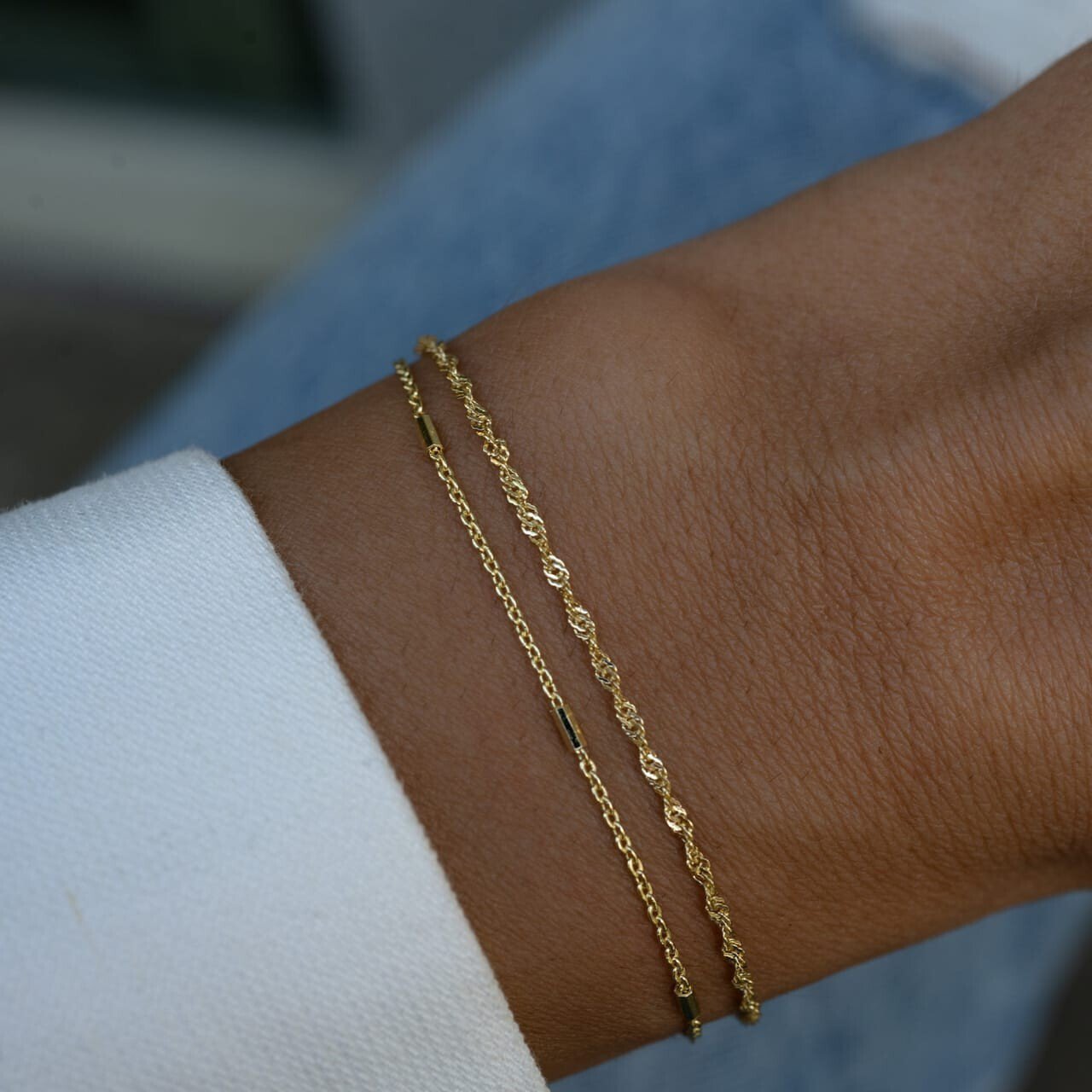 Two Delicate Bracelets Set, Dainty Bracelet Set, Two Minimalist Bracelets