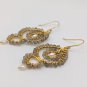 Labradorite & Pearl dangle Earring, Gemstone Brass jewelry, 22k gold plated
