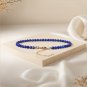 Natural Lapis Beaded Bracelet, 925 Silver 22k gold plated Elegant bracelet women