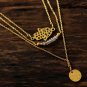 Three Layer 925 Silver Necklace, disc, hamsa charm, and Labradorite stone 20+2"