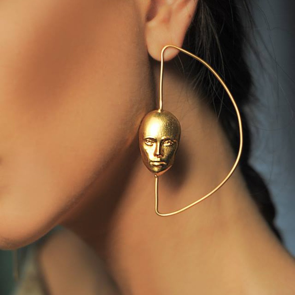 Half Moon Nino Sepo's Earring, Brass 22k gold plated, Wholesale jewelry