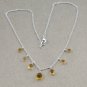 Pure 925 Sterling silver with Citrine gemstone necklace, Drop stone necklace