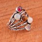 Natural Multi gemstone ring for women, Brass silver plated ring,Handmade jewelry