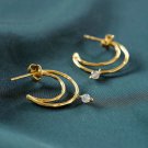 Crescent Moon Earring For women, Natural Labradorite beads stone 22k gold plated
