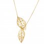 22K Gold plated Two Leaf Y Drop Necklace, 20inch, Freedom of the Wind