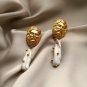 Zeus and pearls dangling earrings, Handmade Brass 22k gold plated Jewelry
