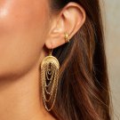22k Yellow Gold Plated Fringe Dangle Earring, Brass Handmade Jewelry 72mm 22k Yellow Gold Plated Fringe Dangle Earring, Brass Handmade Jewelry 72mm
