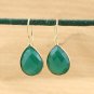 Green Onyx gemstone dangle earring for women, 22k Yellow gold plated, Gift jewel