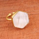 Natural Mother or pearl ring, Brass gold plated adjustable ring for women, gifts