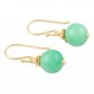 Green Jade Stone Drop dangle earring, Brass 22k Gold plated Earring 30MM