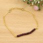 Natural Garnet gemstone beaded Bracelet, Brass with 22k yellow gold plated
