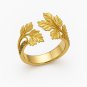 Handcrafted Leaf Ring, Natural Labradorite gemstone ring, 22k yellow gold plated