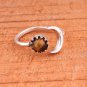 Natural Tiger Eye gemstone Ring, Brass silver plated Adjustable Ring for women