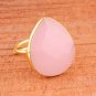 Rose quartz gemstone ring, Gold plated ring for women, Adjustable ring