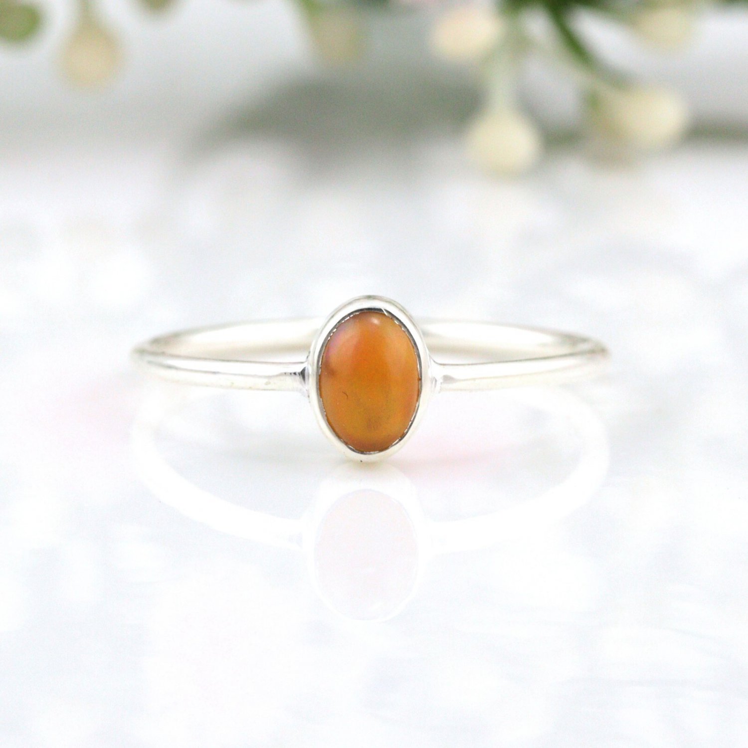 Natural Opal Gemstone ring, Pure 925 Sterling silver ring for women wedding gift