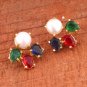 Colourful Crystal and pearl Stud earring for women, Brass gold plated earring