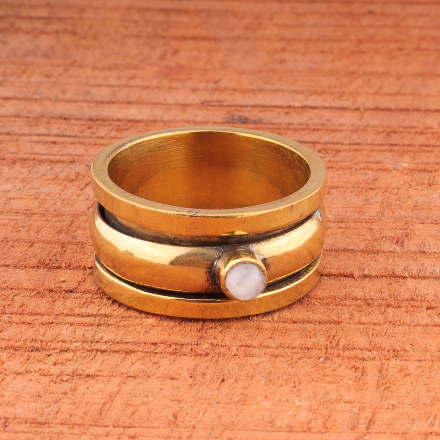 Natural Rainbow gemstone spinner ring band for men-women, Gifts jewelry