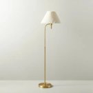 Pleated Shade Metal Floor Lamp Cream/Brass (Includes LED Light Bulb) - Hearth