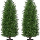 4FT Artificial Topiary Cedar Plants Outdoor, Faux Pine Trees UV Resistant and Potted,