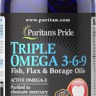Puritan's Pride Premium Triple Active Omega 3-6-9 Fish, Flax, and Borage Oils