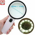 30X Jumbo Handheld Magnifying Glass w/ 13 Bright LED Light Illuminated Magnifier