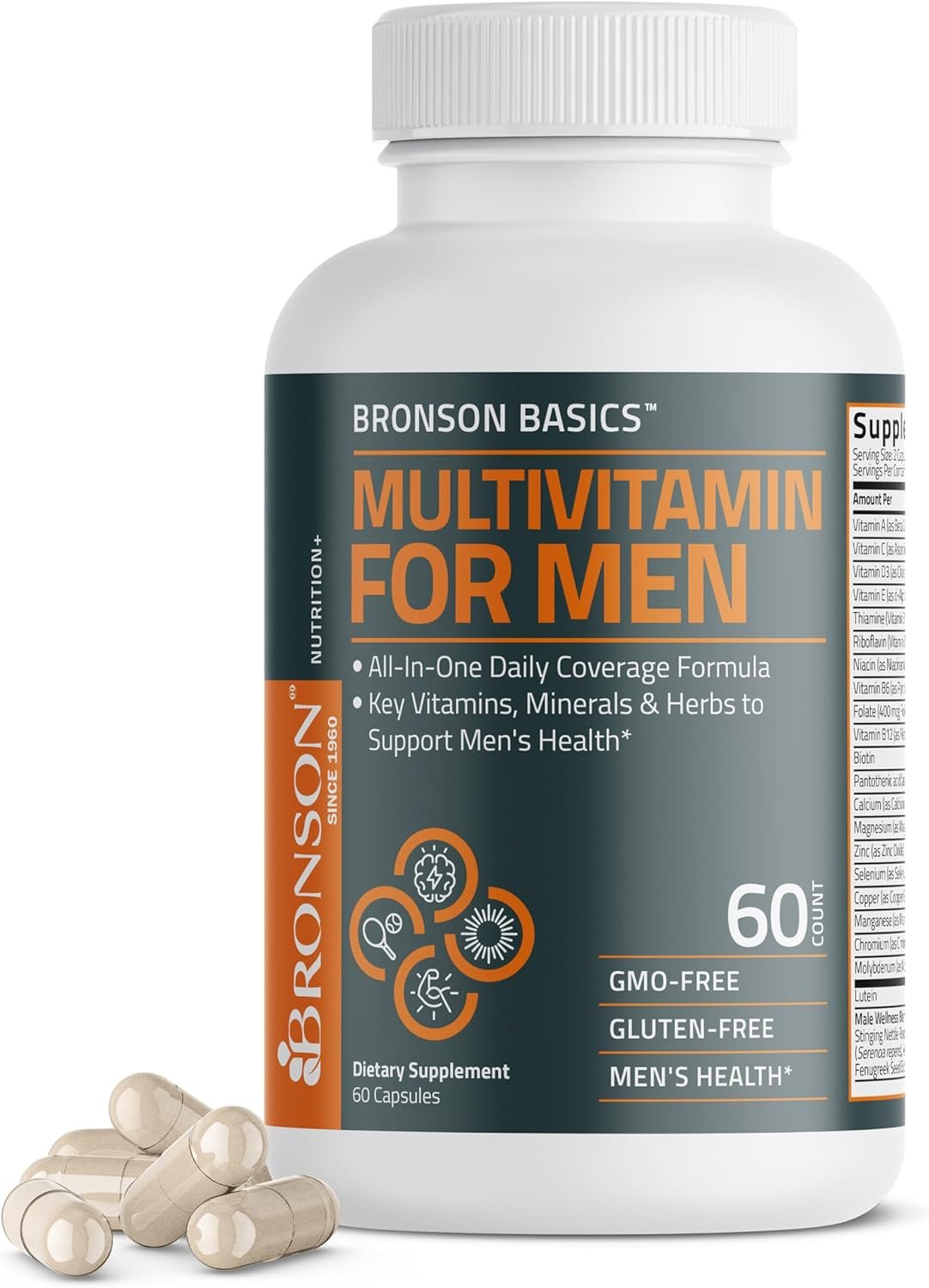 Bronson Multivitamin for Men All-in-One Daily Coverage Formula Key Vitamins