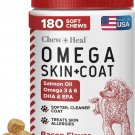 Omega for Dogs - 180 Delicious Soft Chews - Salmon Oil Treats for Skin