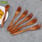 6pcs Japanese Solid Wood Forks Long Fruit Forks Dessert Forks Handmade Wooden