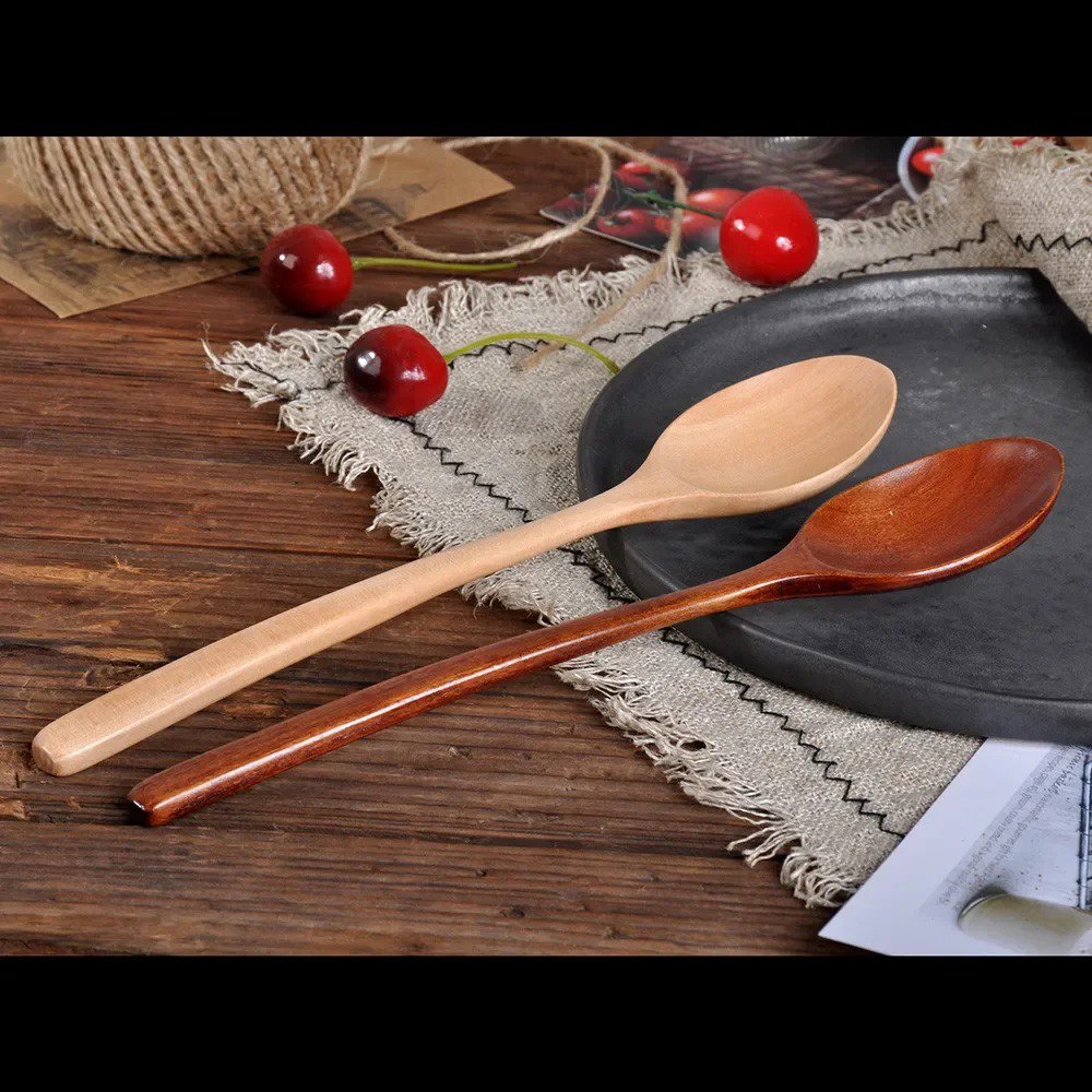 2pcs Wooden Spoon Tableware Kitchen Cooking Utensil Tools Soup Tea